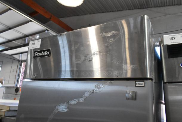 2020 Padela PDB-1F-HC stainless steel freezer, single door, poly coated racks, commercial casters, 115V, used condition.