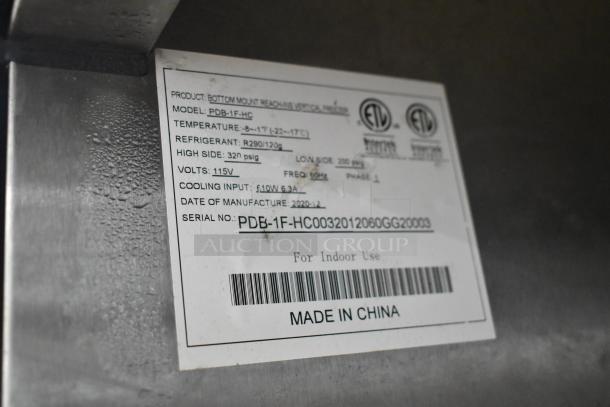 2020 Padela PDB-1F-HC stainless steel single door freezer, poly coated racks, commercial casters, 115V, ETL certified.
