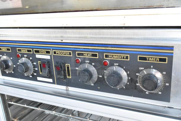 Nu Vu SUB-123 stainless steel commercial oven proofer, features dials for timer, bake, heat, humidity, and proofer modes.