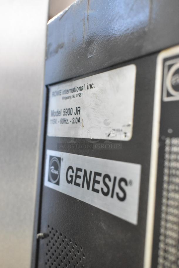 Genesis 5900 JR Metal Floor Vending Machine, commercial-grade, 115 volts, 1 phase; clear model and brand labels.