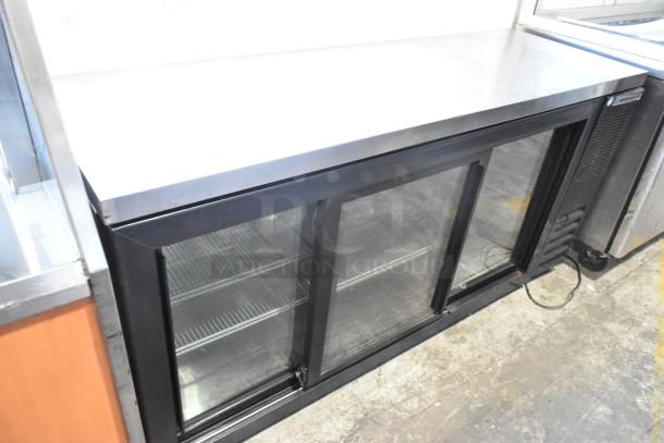 Beverage Air BB72HC-1-GS-B-27 commercial 3-door back bar cooler; glass doors, 115V, metal finish, excellent condition.