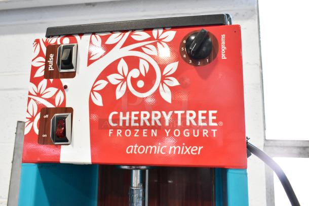 Vita-Mix stainless commercial countertop drink blender, 115 volts, 1 phase. Cherrytree Frozen Yogurt branding, multiple settings.