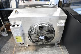 2018 Carrier CUR008ELBXE1SP metal commercial evaporator fan, features cooling fan, visible labels, good condition.