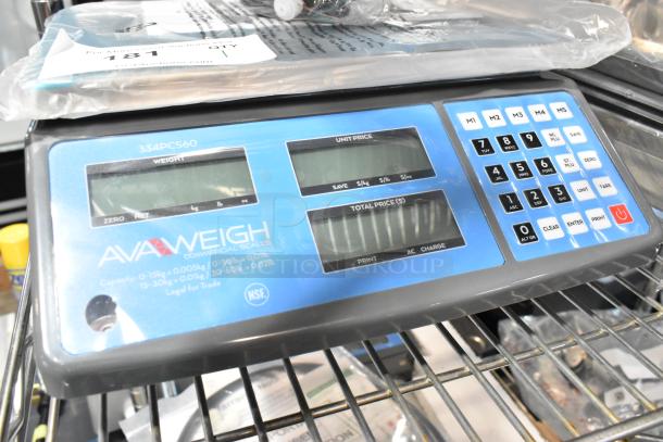 AvaWeigh 334PCS60 60 lb. digital price computing scale, brand new with scratches, LED display, numerical keypad.