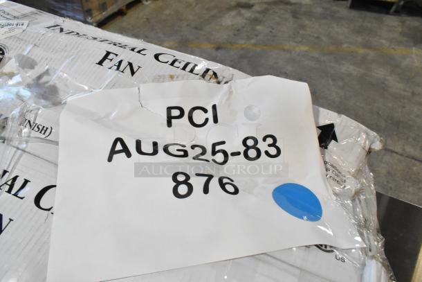 BRAND NEW SCRATCH AND DENT Canarm 60" White Industrial Ceiling Fan, CP60DW11N, 8944 CFM, 120V, 1 Phase. Damaged packaging.