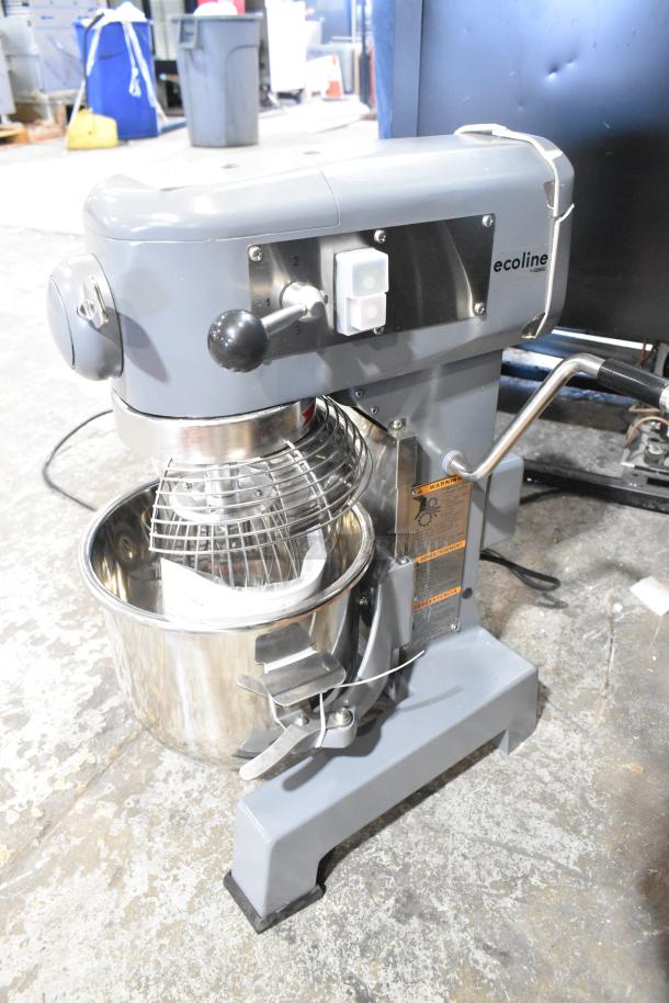 New 2024 Hobart Centerline EMM10 Planetary Dough Mixer with stainless steel bowl, bowl guard, and whisk. 110V, 1 phase.