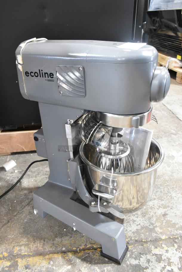 Brand new 2024 Hobart Centerline EMM10 mixer, 10 qt, stainless steel bowl, bowl guard, whisk, minor scratches, 110V.