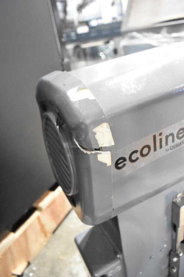 BRAND NEW Scratch and Dent 2024 Hobart Centerline EMM10 mixer with visible surface damage and "ecoline" label.