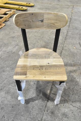 13 BRAND NEW SCRATCH AND DENT! Lancaster Table & Seating Black Metal Chairs w/ Wooden Back Rest and Seat; 5 Dining Height and 8 Bar Height. 13 Times Your Bid! - Item #1205153