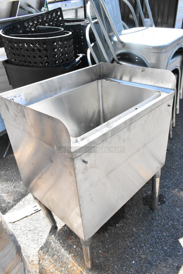 EUBIB-2418CP stainless steel ice bin with cold plate, durable construction, used condition, visible scuffs, suitable for commercial use.