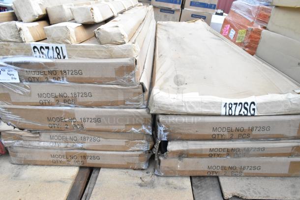 40 new, scratch and dent boxes with 18x72 wire shelves, P52GY poles. Model 1872SG, 40 times your bid, minor package wear.