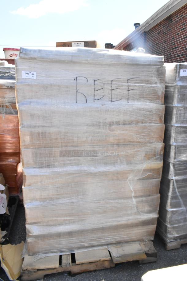 32 brand new scratch and dent boxes on pallet, including 2448GY wire shelf, P74GY shelf poles, W-PLBEA, and W-PLIEA post levelers.