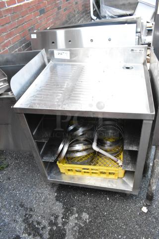 John Boos EUBGRS-24-3 stainless steel drain board, used condition, features grooved surface and side splash guard.
