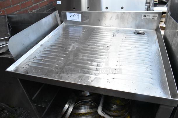 John Boos EUBGRS-24-3 stainless steel drain board, grooved surface, good condition, NSF certified label visible.