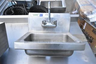 Regency Stainless Steel Single Bay Wall Mount Sink w/ Faucet and Handles. - Item #1205176