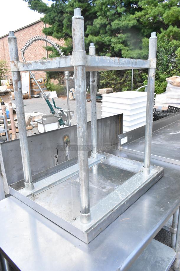 Two stainless steel tables with metal under shelves. Sizes: 48x30x34 and 30x24x34 inches. Used condition.