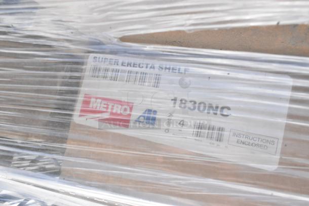 Plastic-wrapped Metro 1830NC Super Erecta Shelf label, brand new scratch and dent items, with instructions enclosed.