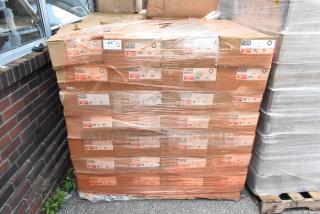 28 boxes of Metro CC8197A shelves, new with scratch and dent, sealed on a pallet, labels visible, auction item.