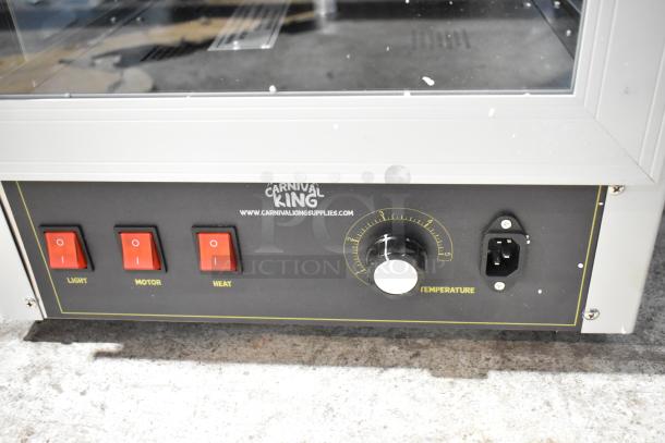 BRAND NEW Carnival King HPW-12D2S 12" Warmer/Merchandiser. Scratch and dent condition. Features light, motor, heat switches, and temperature dial.