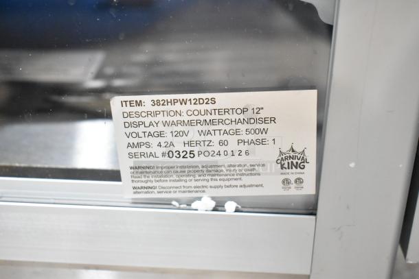 BRAND NEW Carnival King HPW-12D2S 12" warmer/merchandiser. 115V, 1 phase. Scratch and dent condition. Serial #0325P0240126.