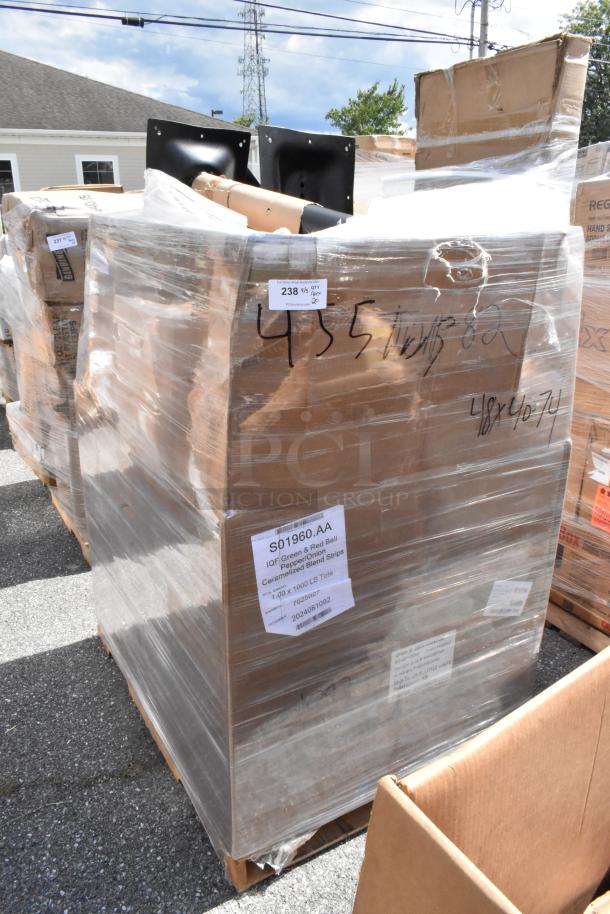 Twenty brand new, scratch and dent items including packages of green and red bell pepper/onion caramelized blend strips.