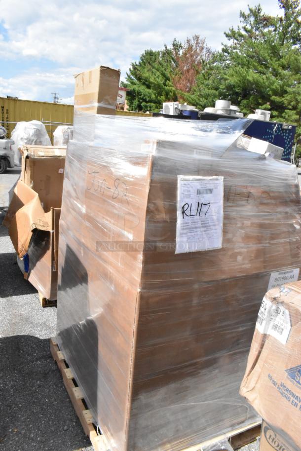 Bulk pallet of brand new scratch and dent items, includes Green and Red Bell Pepper/Onion Caramelized Blend Strips, wrapped for auction.