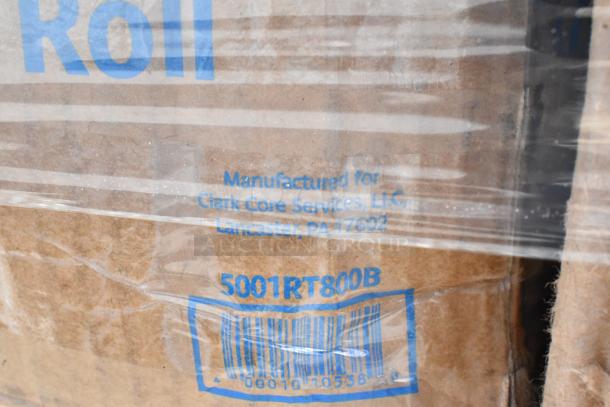 "Cardboard box with text: 'Manufactured for Clark Core Services, LLC, Lancaster, PA 17602'; visible barcode and item code 5001RT800B."