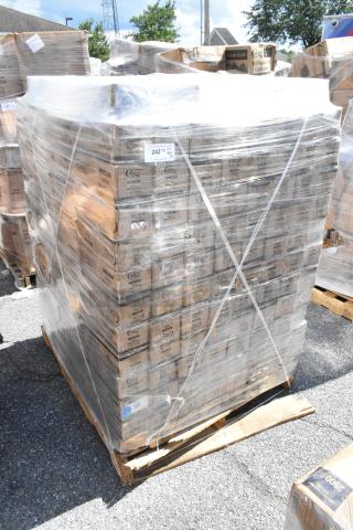 Plastic-wrapped pallet of 390 boxes of Choice Wide Mouth Lid for canning jars, scratch and dent condition, 48 lids per box.