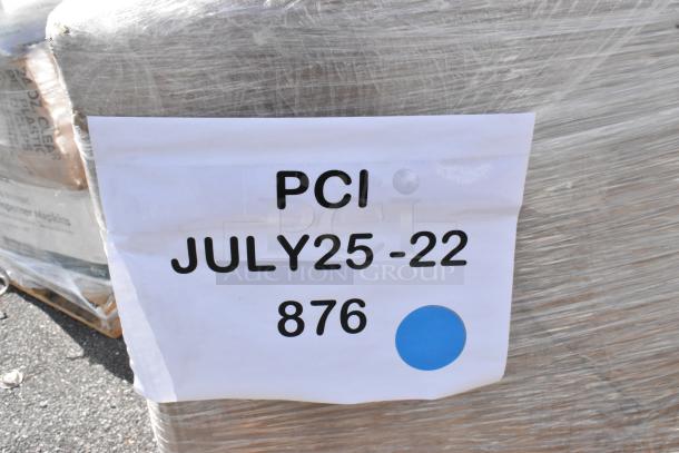 BRAND NEW SCRATCH AND DENT booth wrapped, labeled "PCI JULY25-22 876" with a blue dot.
