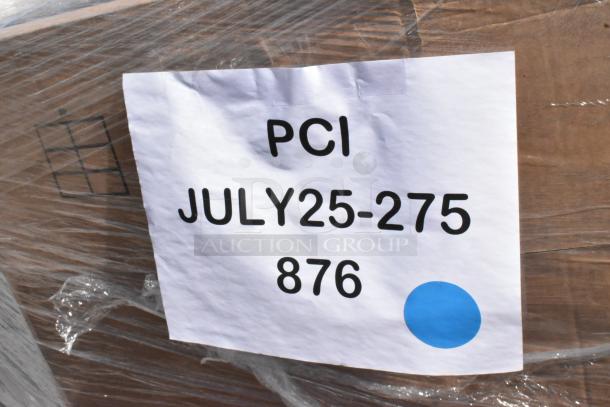 Label on pallet of 33 new items: plastic tumblers, teaspoons, cake circles, seat covers, cold cups, gloves. Scratch and dent condition.
