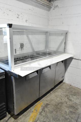 Atosa MSF8008 Stainless Steel Commercial Prep Table w/ Sneeze Guard on Commercial Casters. 115 Volts, 1 Phase. - Item #1205129
