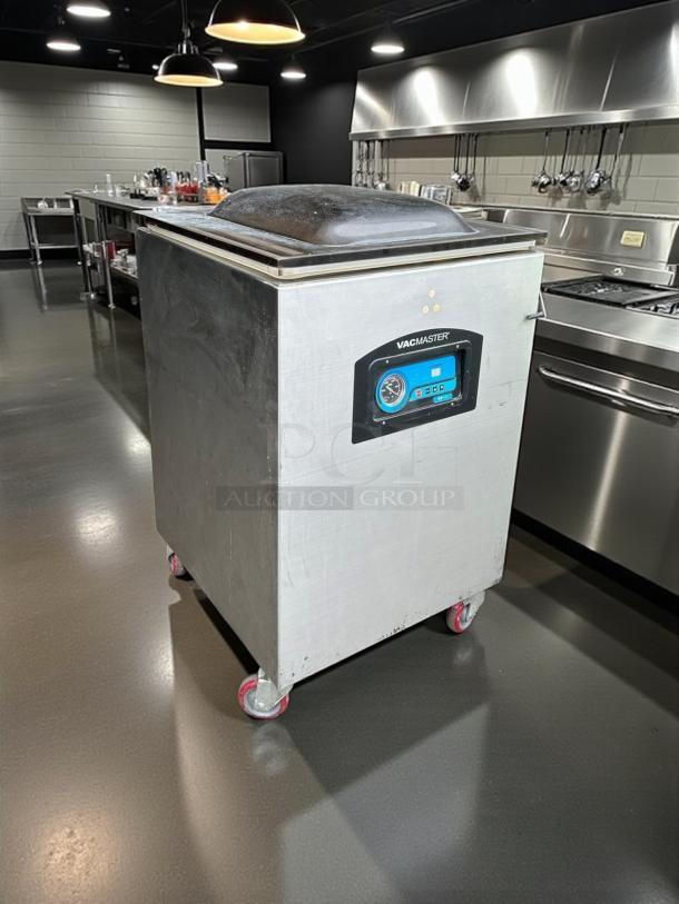 VacMaster commercial vacuum sealer, stainless steel, model VP540, on casters, digital display, good condition.