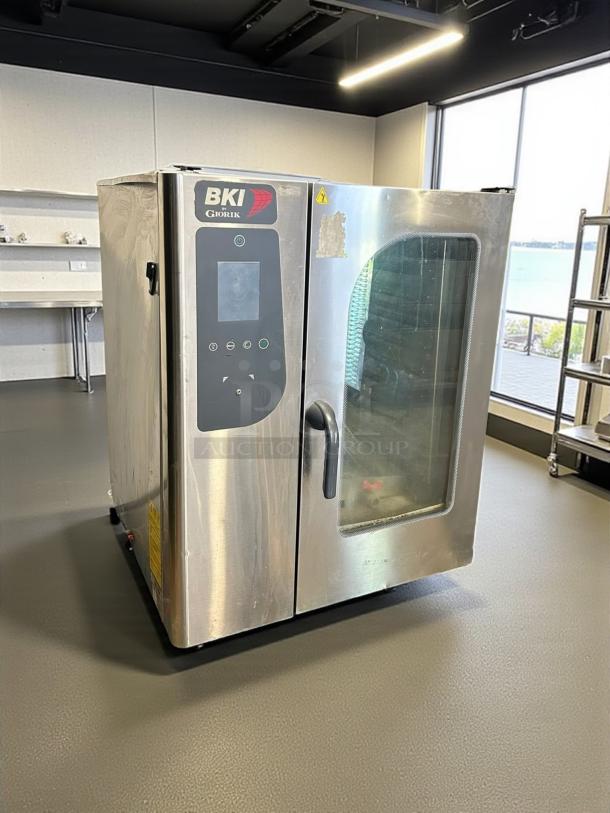 BKI Giorik commercial oven, stainless steel, side view, digital controls, glass door, good condition, model 132.