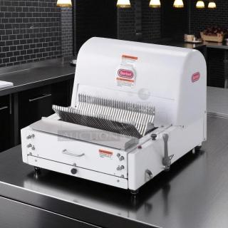 Berkel bread slicer model 149, in excellent condition. White exterior with sharp blades and brand logo visible.