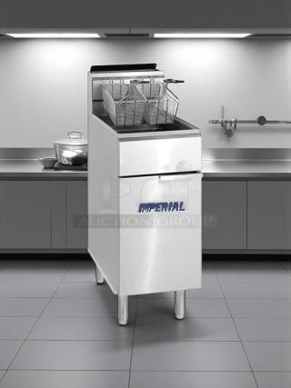 Amazing Condition - Imperial IFS-40 40lb Gas Floor Model Deep Fat Fryer - 105,000btu -Fully Tested & Working! - Item #1204813