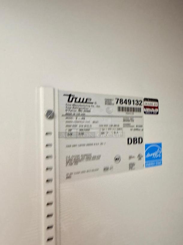 True T-49-HC label, showing model and serial numbers. Indicates 115V operation. Excellent condition, fully tested.