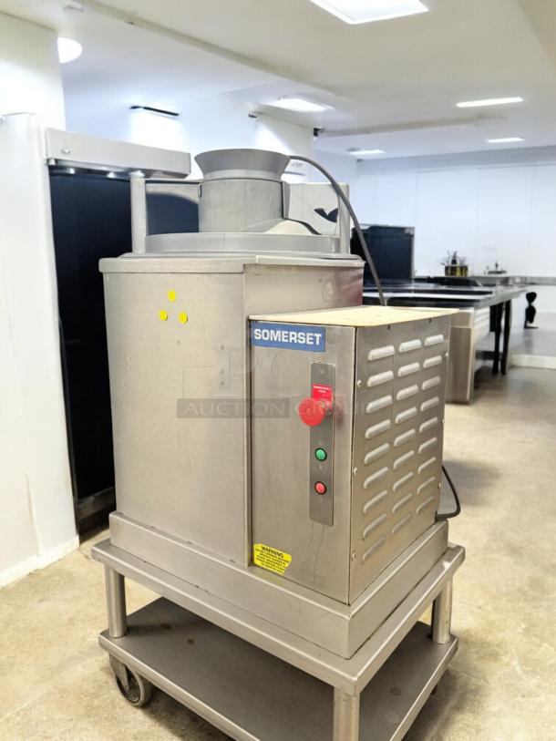 Somerset SDS-130 Semi-Automatic Dough Divider in excellent condition, stainless steel, 120V, with control panel and safety labels visible.