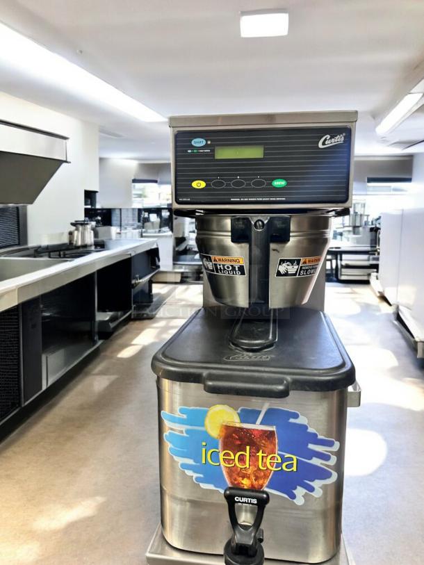 Wilbur Curtis TBP commercial iced tea brewer, excellent condition, 120V, fully tested with "iced tea" label and warning tags.