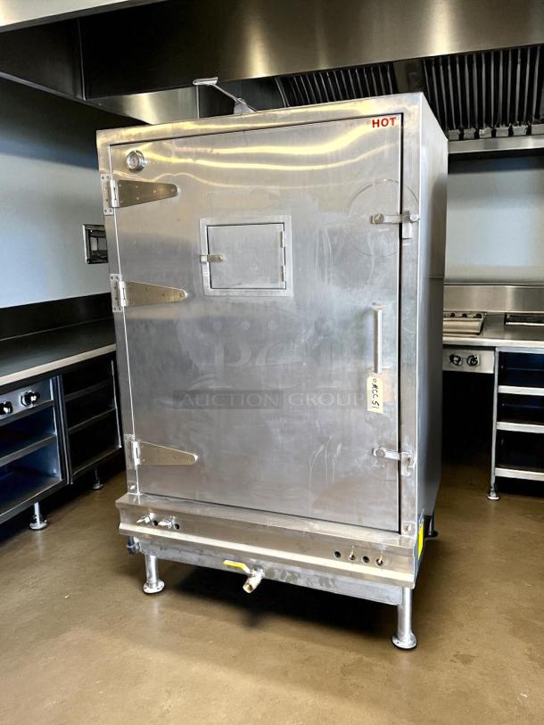Stainless Steel Chinese BBQ Oven, CHINA PACIFIC CO. EQ-36L, left hinge, tested and working, visible "HOT" label.