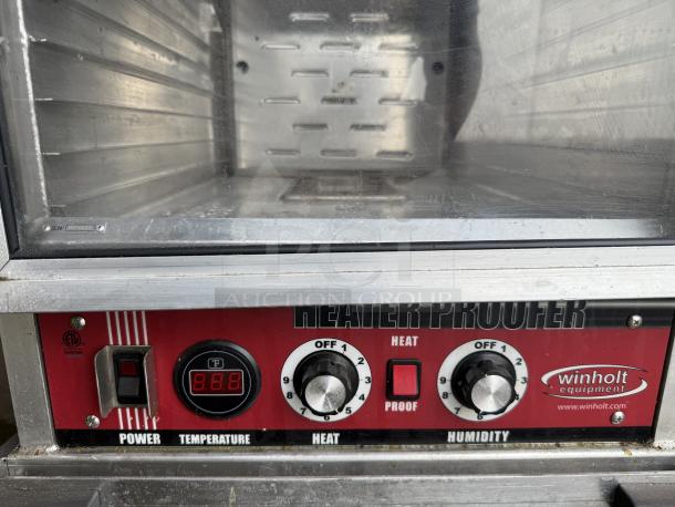 Winholt NHPL-1810/HN-CA/LC Heater/Proofer Cabinet, perfect condition, visible controls for temperature, heat, and humidity, branded panel.