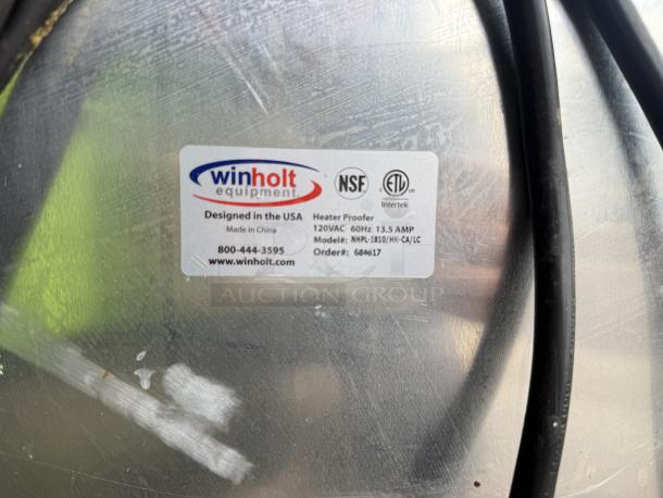 Winholt Model NHPL-1810/HN-CA/LC heater/proofer cabinet label, 120VAC, 60Hz, 13.5 AMP, in perfect condition, NSF, ETL certified.