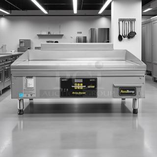 AccuTemp GGF1201A3650-T1 36"x30" countertop natural gas griddle, 70,000 BTU, excellent condition, tested, Accu-Steam branding.