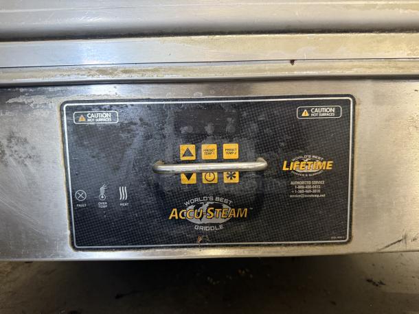 AccuTemp GGF1201A3650-T1 AccuSteam 36"x30" countertop gas griddle, 70,000 BTU, labeled control panel, tested & working.