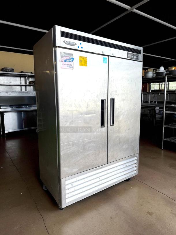 Turbo Air MSR-49NM 49cf commercial refrigerator with 2 solid doors, stainless steel finish, tested, in awesome condition.