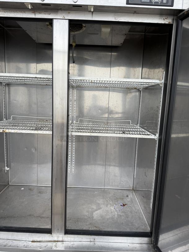 Turbo Air MSR-49NM 49cf commercial refrigerator, tested, in working condition, two solid doors, interior shelves visible.