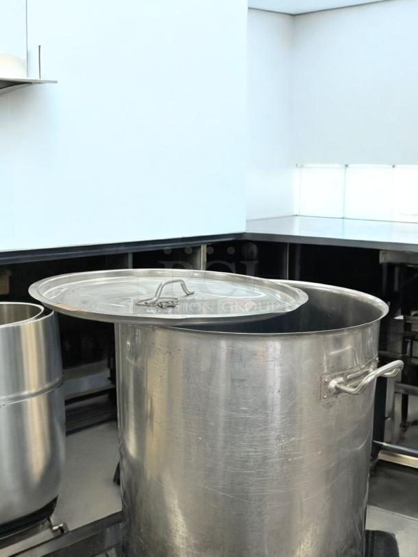 Excellent condition stainless steel stock pot with lid, large capacity, heavy-duty, fully tested and working.