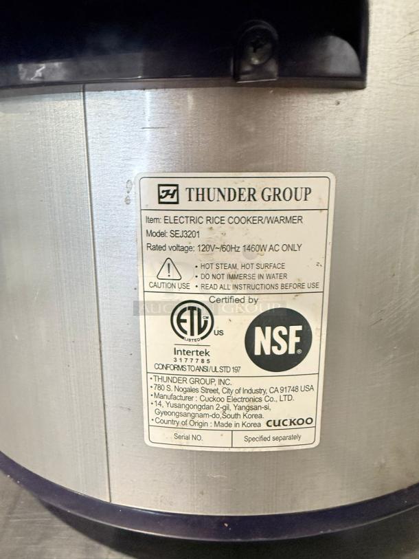 Thunder Group SEJ3201 electric rice cooker/warmer, 30 cup capacity, excellent condition, label shows 120V, made in Korea.