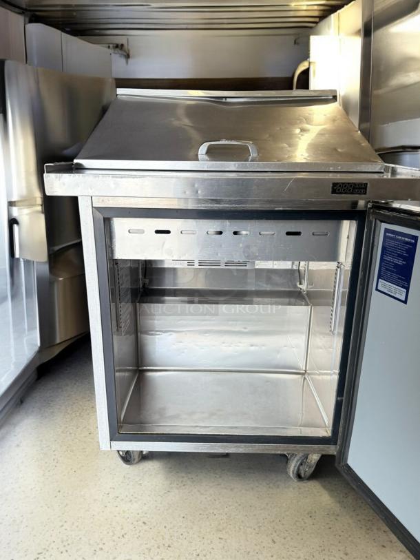 Turbo Air MST-28-12-N sandwich/salad prep table in excellent condition, 115V, fully tested and working, with stainless steel construction.