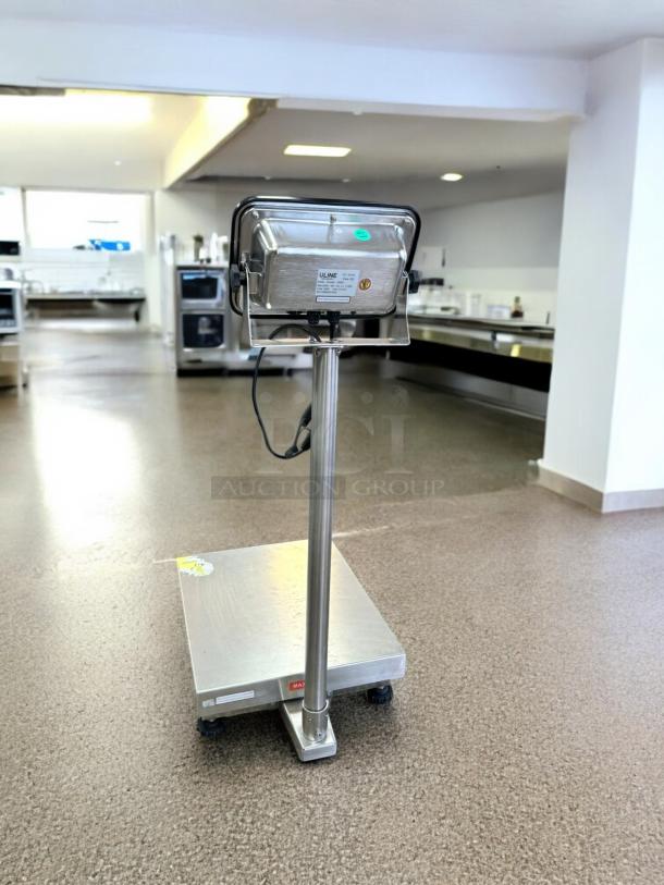 Uline Digital Platform Scale, Model H-5837, in excellent condition. Fully tested, 120V, with visible control panel and sturdy platform.