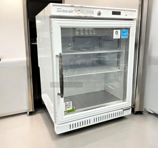 Turbo Air TSU-4RW-N6 Undercounter Refrigerator, 120V, excellent condition, glass door, shelves, Energy Star label.